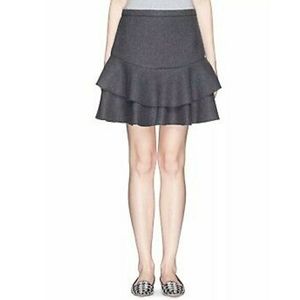 J. Crew Ruffled Gray Wool Blend Skirt